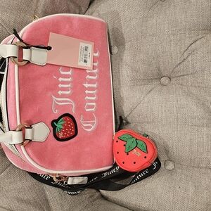 Juicy Couture Pink Shoulder Bag with Strawberry Patch